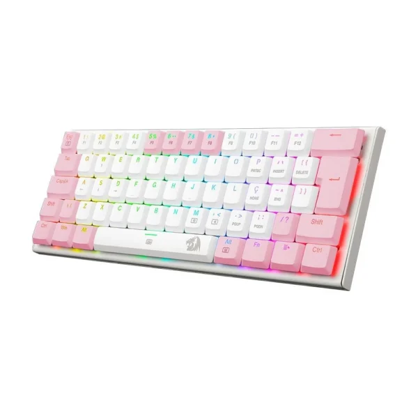 Teclado Mecânico Gamer Redragon Anivia Lollipop K614wp-Rgb Abnt2 Switch Marrom Rgb Branco E Rosa