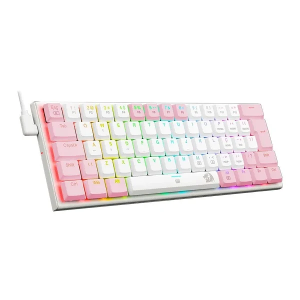 Teclado Mecânico Gamer Redragon Anivia Lollipop K614wp-Rgb Abnt2 Switch Marrom Rgb Branco E Rosa