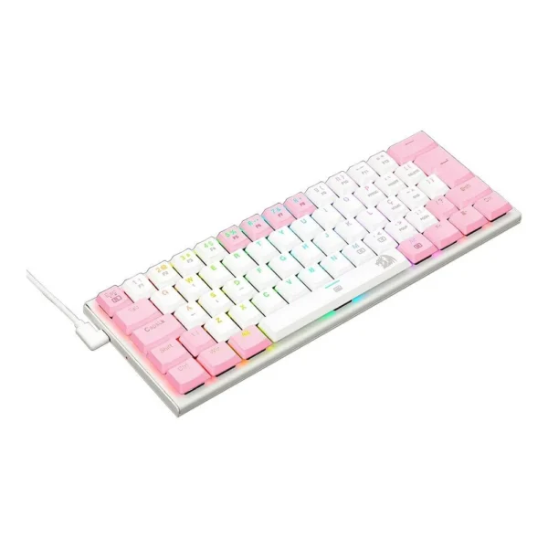 Teclado Mecânico Gamer Redragon Anivia Lollipop K614wp-Rgb Abnt2 Switch Marrom Rgb Branco E Rosa
