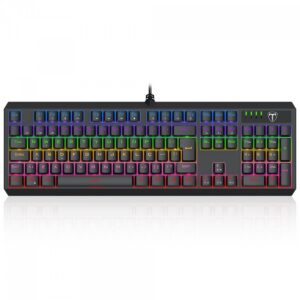 Teclado Mecânico Gamer T-Dagger Axis T-Tgk329-Br Abnt2 Switch Marrom Rainbow Full Size Preto