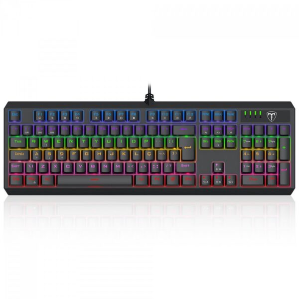 Teclado Mecânico Gamer T-Dagger Axis T-Tgk329-Br Abnt2 Switch Marrom Rainbow Full Size Preto