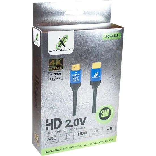 Cabo Hdmi 2.0 Ultra Hd 4K 3 Metros Tripla Blindagem
