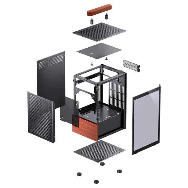 Gabinete Premium Jonsbo T6 Mini-Itx Preto E Madeira