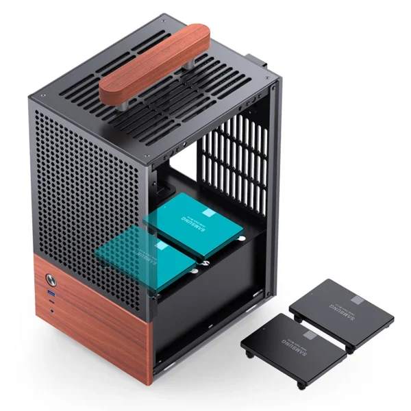 Gabinete Premium Jonsbo T6 Mini-Itx Preto E Madeira