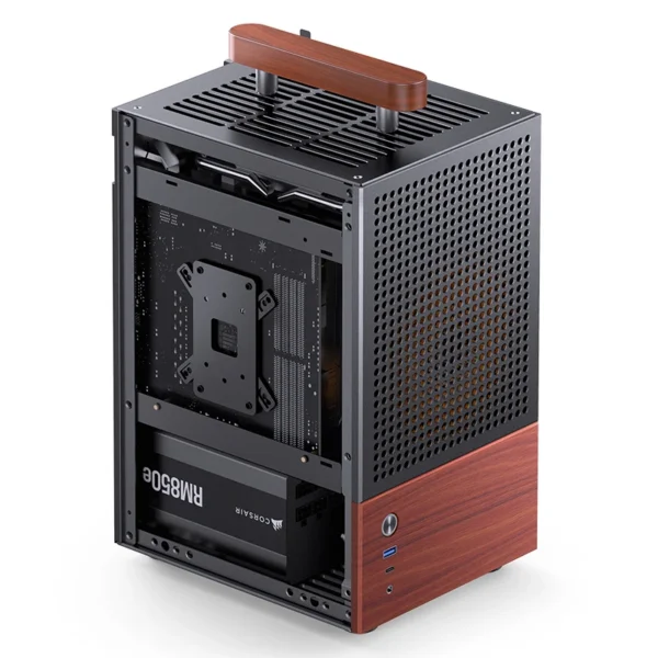 Gabinete Premium Jonsbo T6 Mini-Itx Preto E Madeira