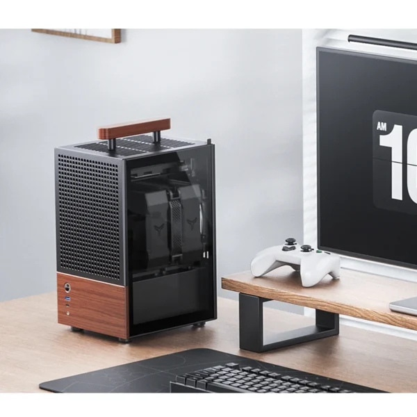Gabinete Premium Jonsbo T6 Mini-Itx Preto E Madeira