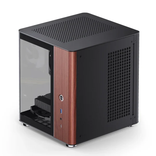 Gabinete Aquário Jonsbo Tk-0 Mini-Itx Preto E Madeira