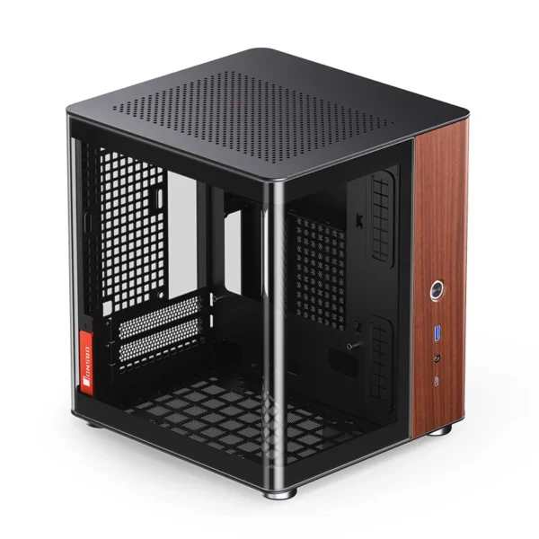 Gabinete Aquário Jonsbo Tk-0 Mini-Itx Preto E Madeira