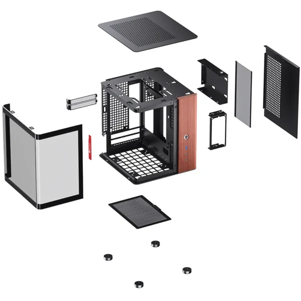 Gabinete Aquário Jonsbo Tk-0 Mini-Itx Preto E Madeira