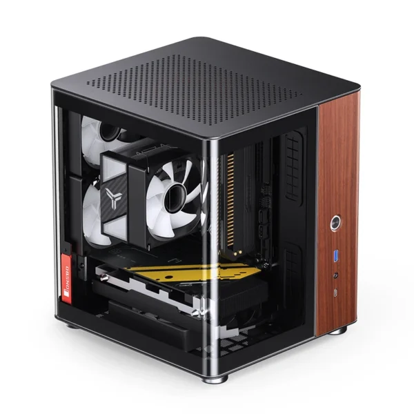 Gabinete Aquário Jonsbo Tk-0 Mini-Itx Preto E Madeira