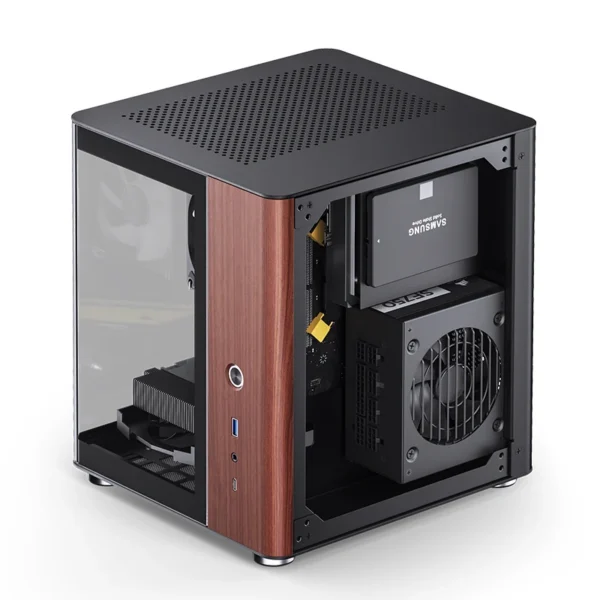 Gabinete Aquário Jonsbo Tk-0 Mini-Itx Preto E Madeira
