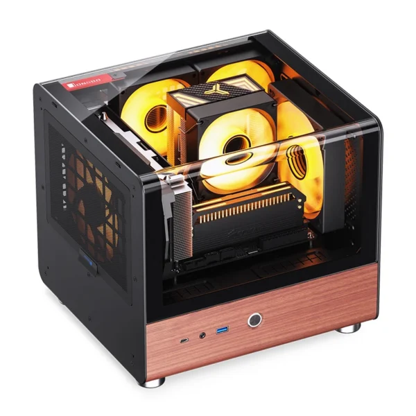 Gabinete Aquário Jonsbo Tk-0 Mini-Itx Preto E Madeira