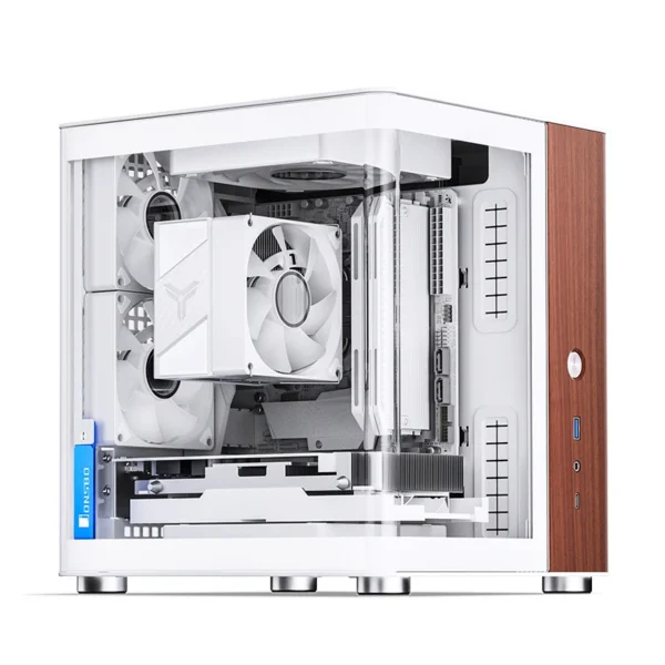 Gabinete Aquário Jonsbo Tk-0 Mini-Itx Branco E Madeira