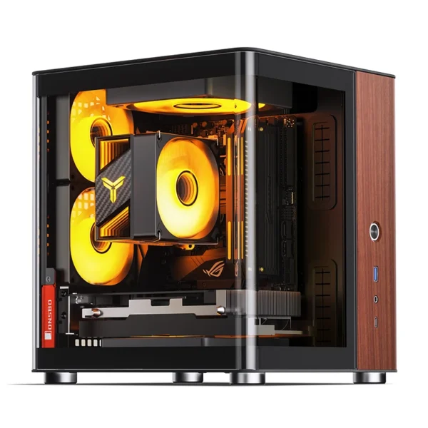Gabinete Aquário Jonsbo Tk-0 Mini-Itx Preto E Madeira