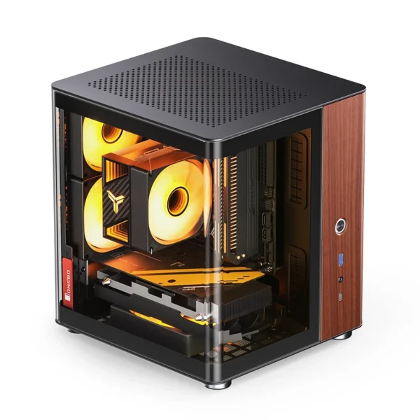 Gabinete Aquário Jonsbo Tk-0 Mini-Itx Preto E Madeira