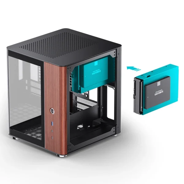 Gabinete Aquário Jonsbo Tk-0 Mini-Itx Preto E Madeira