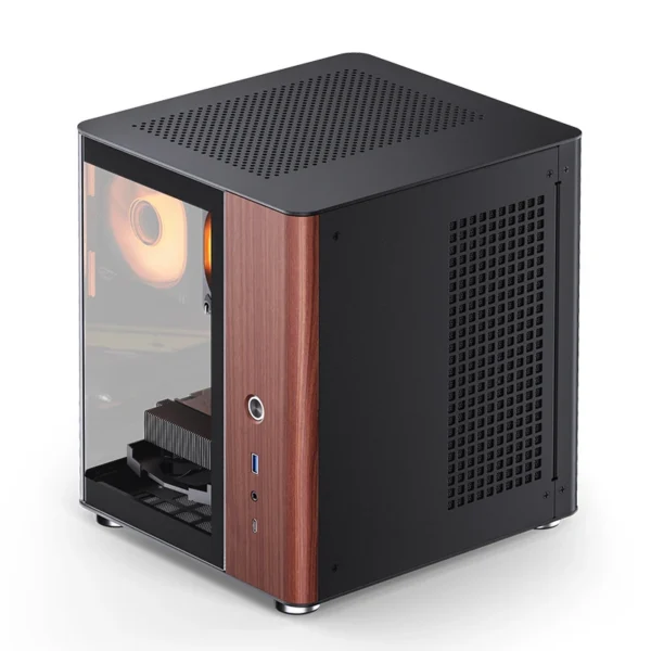 Gabinete Aquário Jonsbo Tk-0 Mini-Itx Preto E Madeira