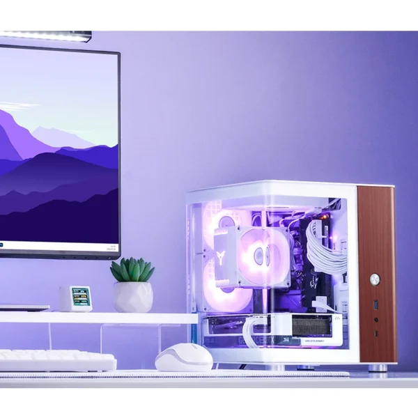 Gabinete Aquário Jonsbo Tk-0 Mini-Itx Branco E Madeira