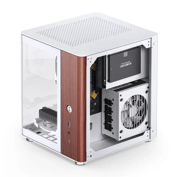 Gabinete Aquário Jonsbo Tk-0 Mini-Itx Branco E Madeira
