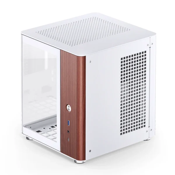 Gabinete Aquário Jonsbo Tk-0 Mini-Itx Branco E Madeira