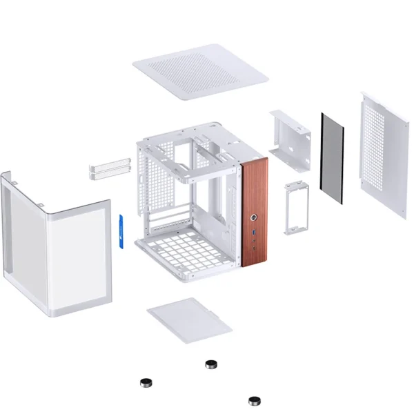Gabinete Aquário Jonsbo Tk-0 Mini-Itx Branco E Madeira