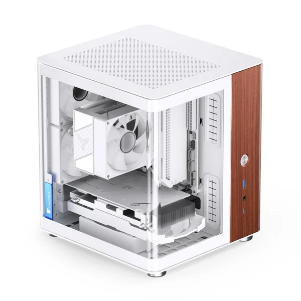 Gabinete Aquário Jonsbo Tk-0 Mini-Itx Branco E Madeira