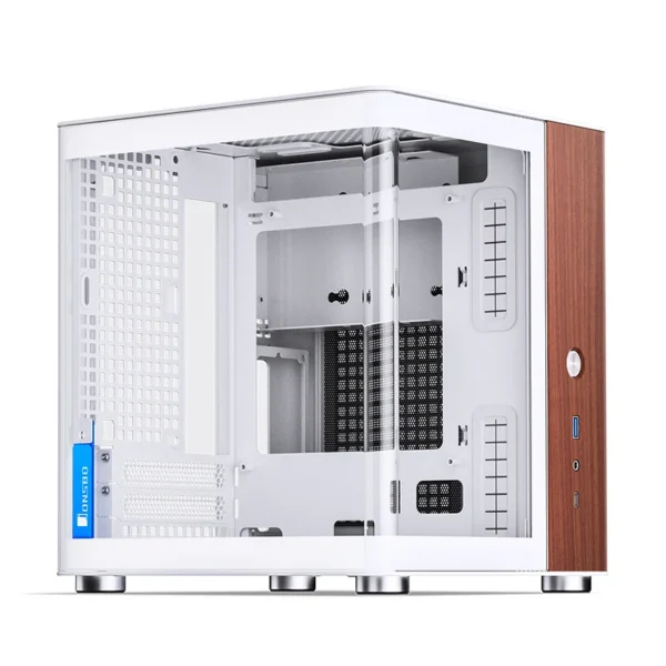 Gabinete Aquário Jonsbo Tk-0 Mini-Itx Branco E Madeira