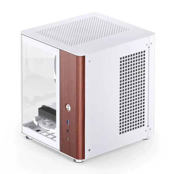 Gabinete Aquário Jonsbo Tk-0 Mini-Itx Branco E Madeira