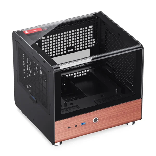 Gabinete Aquário Jonsbo Tk-0 Mini-Itx Preto E Madeira
