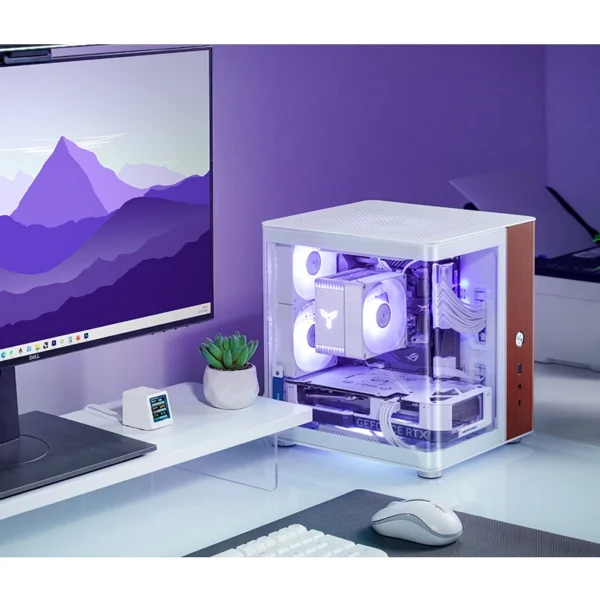 Gabinete Aquário Jonsbo Tk-0 Mini-Itx Branco E Madeira