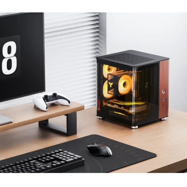 Gabinete Aquário Jonsbo Tk-0 Mini-Itx Preto E Madeira