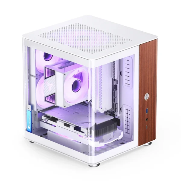 Gabinete Aquário Jonsbo Tk-0 Mini-Itx Branco E Madeira