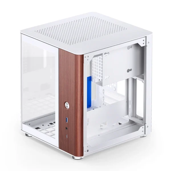Gabinete Aquário Jonsbo Tk-0 Mini-Itx Branco E Madeira