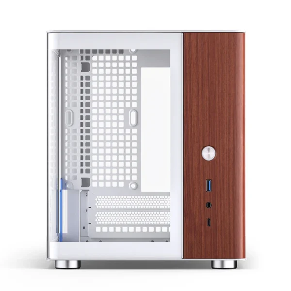 Gabinete Aquário Jonsbo Tk-0 Mini-Itx Branco E Madeira