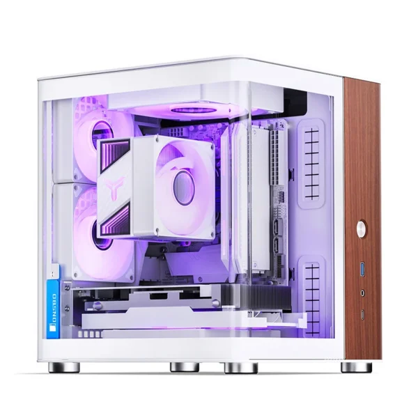 Gabinete Aquário Jonsbo Tk-0 Mini-Itx Branco E Madeira
