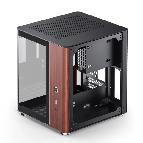 Gabinete Aquário Jonsbo Tk-0 Mini-Itx Preto E Madeira