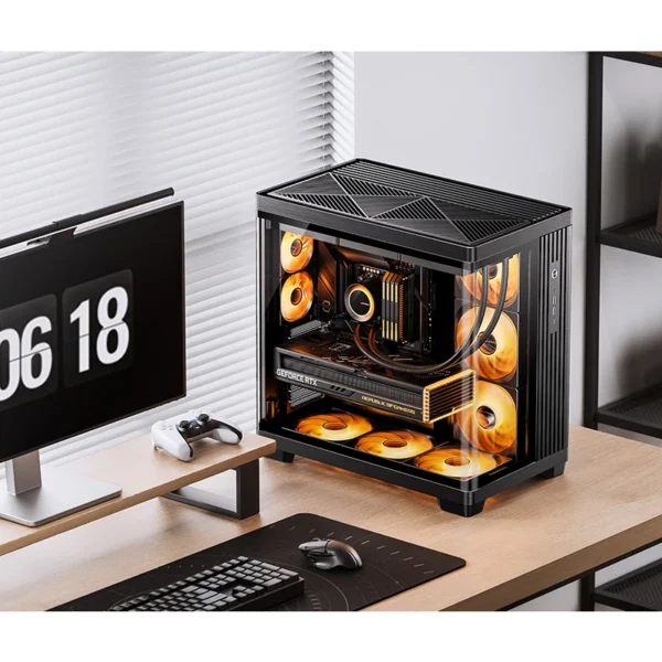 Gabinete Premium Jonsbo Tk-4 Atx Panorâmico Vidro Temperado Usb-C Preto