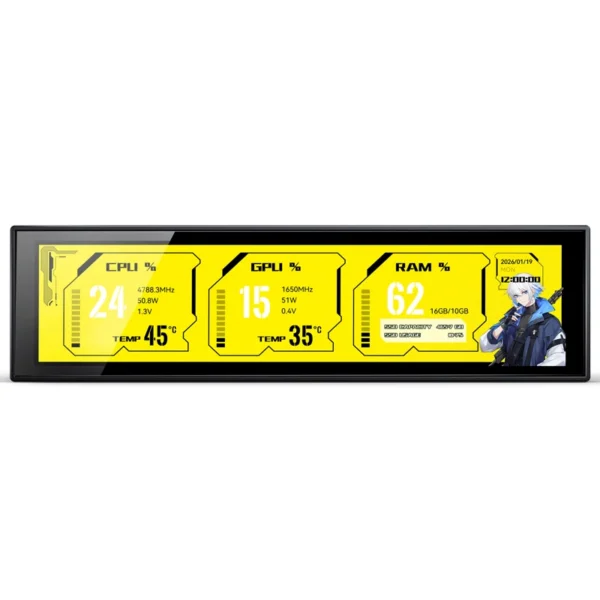 Monitor Display Jonsbo Ds916 Lcd Ips 9.16 Polegadas Para Gabinetes Usb