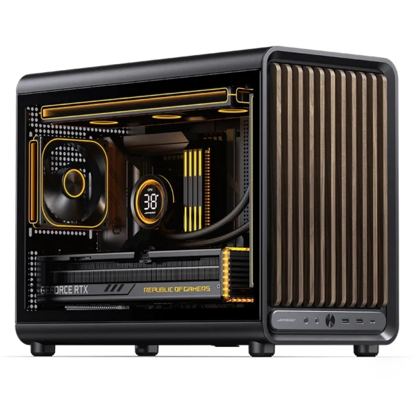 Gabinete Premium Jonsbo D33 Wood M-Atx Preto E Madeira