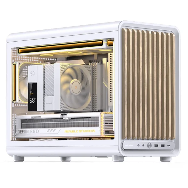 Gabinete Premium Jonsbo D33 Wood M-Atx Branco E Madeira