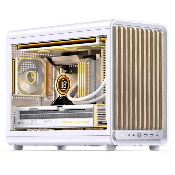 Gabinete Premium Jonsbo D33 Wood M-Atx Branco E Madeira
