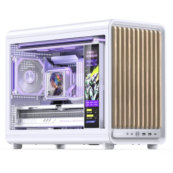 Gabinete Premium Jonsbo D33 Wood M-Atx Branco E Madeira