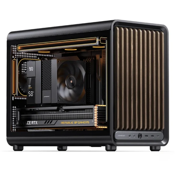 Gabinete Premium Jonsbo D33 Wood M-Atx Preto E Madeira