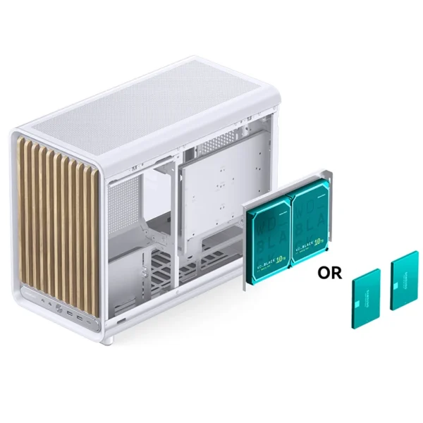 Gabinete Premium Jonsbo D33 Wood M-Atx Branco E Madeira