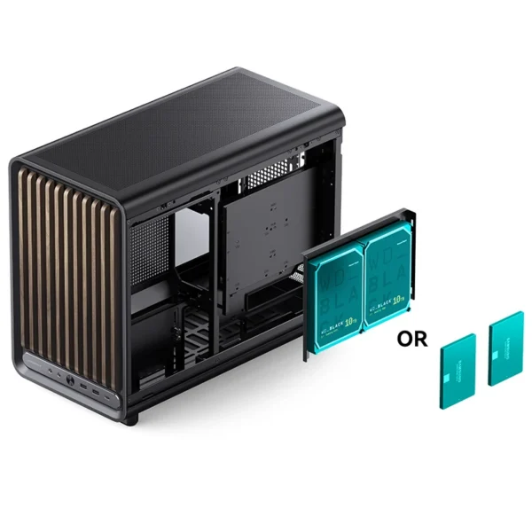 Gabinete Premium Jonsbo D33 Wood M-Atx Preto E Madeira