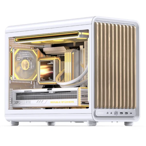 Gabinete Premium Jonsbo D33 Wood M-Atx Branco E Madeira