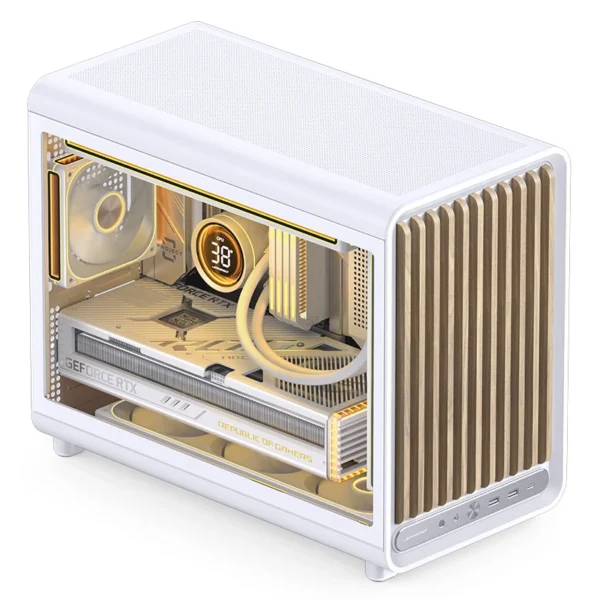 Gabinete Premium Jonsbo D33 Wood M-Atx Branco E Madeira