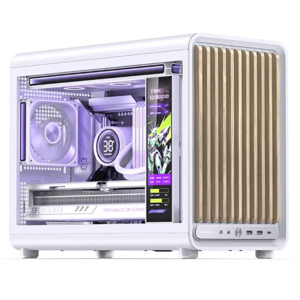 Gabinete Premium Jonsbo D33 Wood M-Atx Branco E Madeira