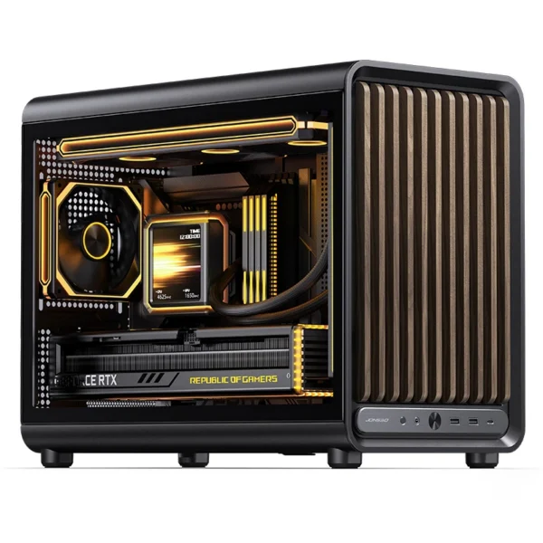 Gabinete Premium Jonsbo D33 Wood M-Atx Preto E Madeira