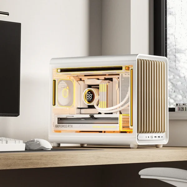 Gabinete Premium Jonsbo D33 Wood M-Atx Branco E Madeira